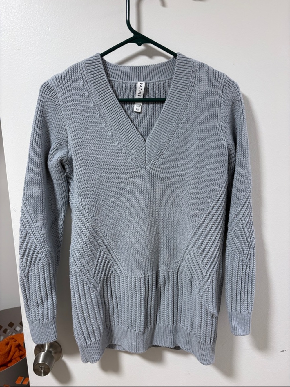 Women's Light Blue V-Neck Knit Sweater